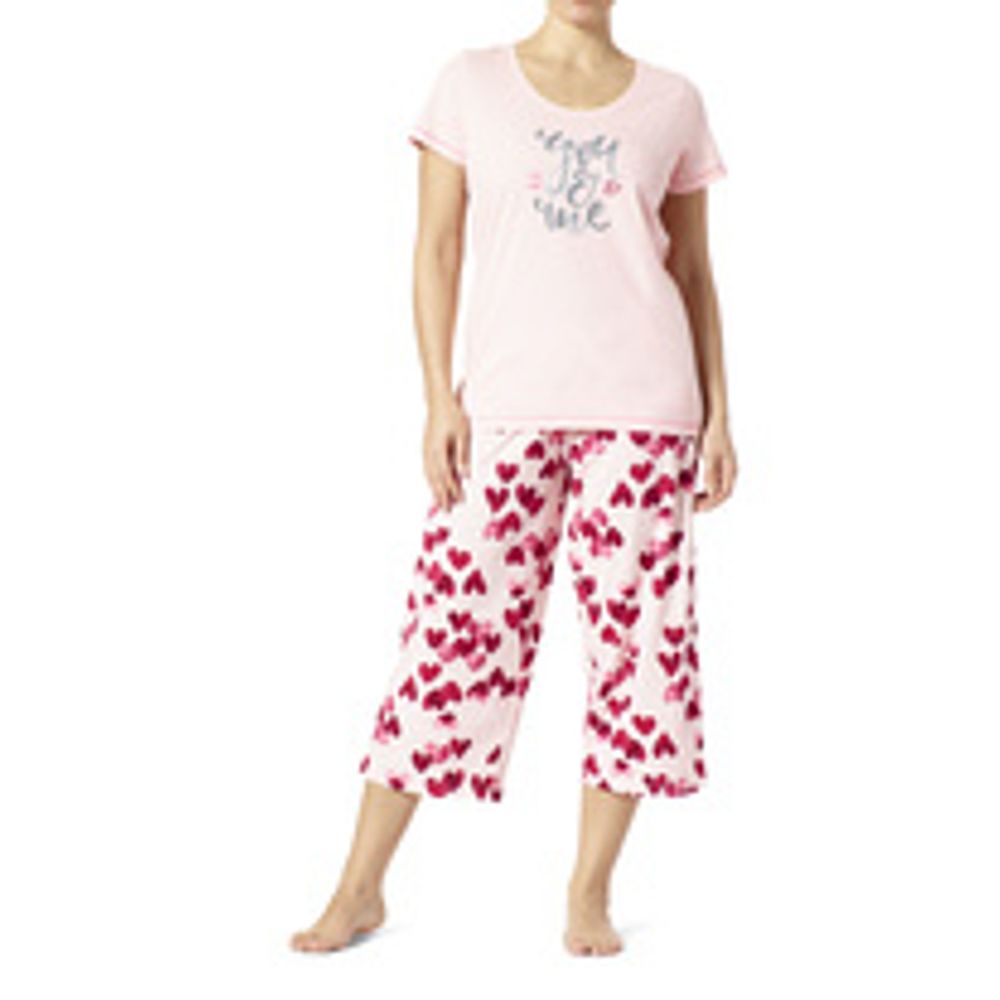 Hue Women's Cotton Knit Tee & Capri Pj Set